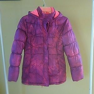 Girl's puffer jacket XL 16 pink and purple